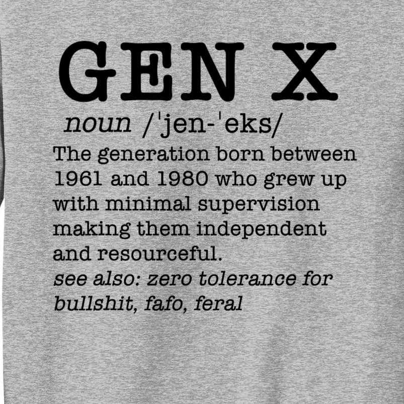 Gen X Funny Dictionary Generation Xer We DonT Care Meme Sweatshirt