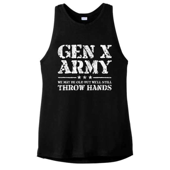 Gen X Gen Xer Generation X Throw Hands Ladies Tri-Blend Wicking Tank