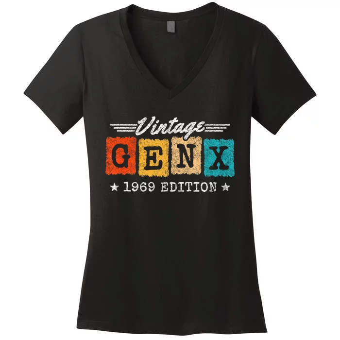 Gen X Generation Gen Xer Born 1969 Gen X 1969 Birthday Women's V-Neck T-Shirt