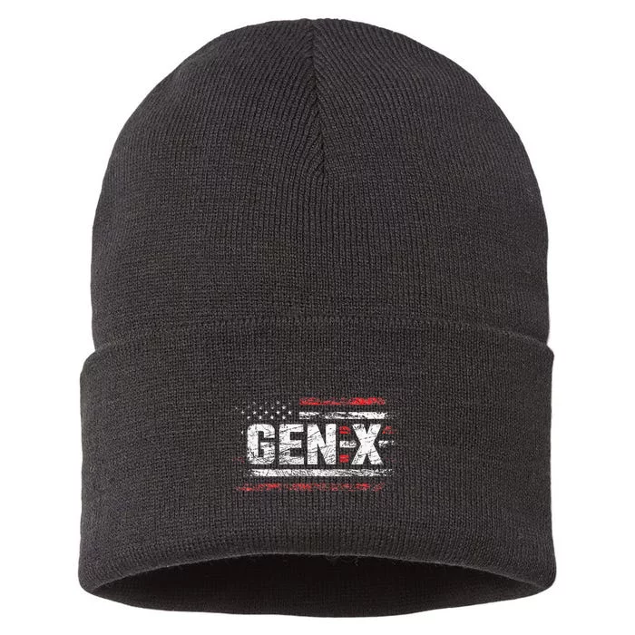 Generation X Gen Xer Gen X American Flag Gen X Sustainable Knit Beanie