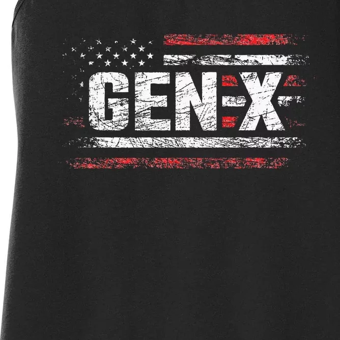 Generation X Gen Xer Gen X American Flag Gen X Women's Racerback Tank