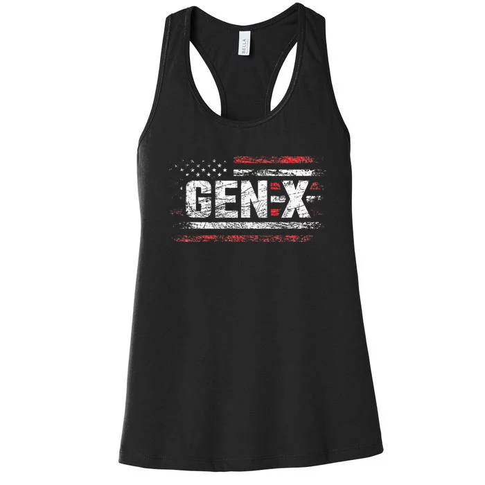 Generation X Gen Xer Gen X American Flag Gen X Women's Racerback Tank