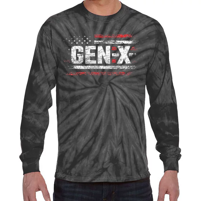 Generation X Gen Xer Gen X American Flag Gen X Tie-Dye Long Sleeve Shirt