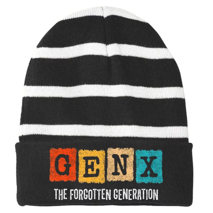 Generation X Gen Xer Gen X The Forgotten Generation Striped Beanie with Solid Band