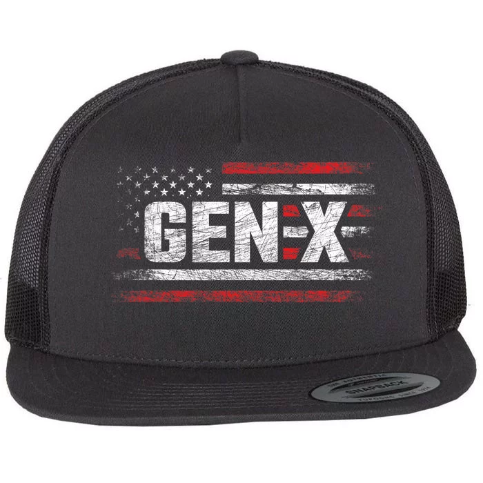 Generation X Gen Xer Gen X American Flag Gen X Flat Bill Trucker Hat