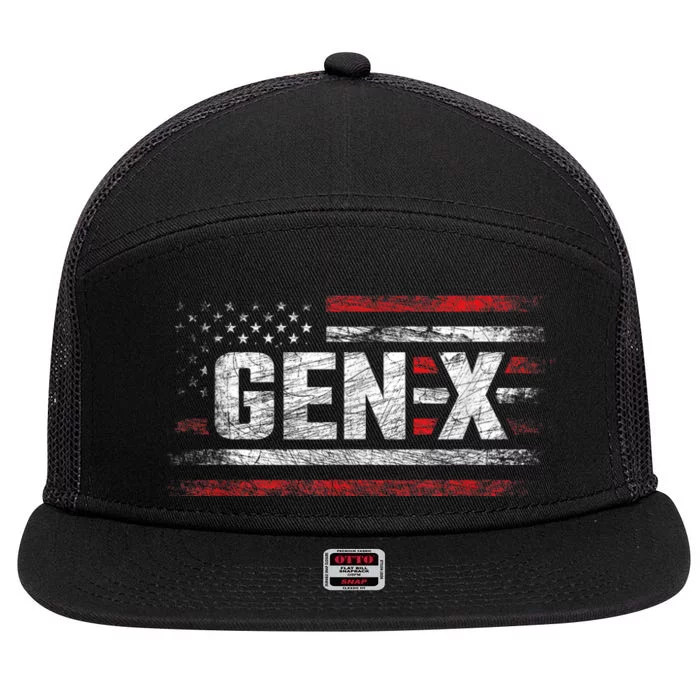 Generation X Gen Xer Gen X American Flag Gen X 7 Panel Mesh Trucker Snapback Hat