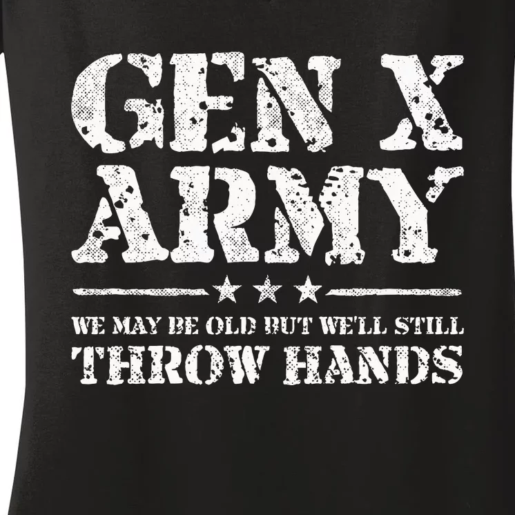 Gen X Gen Xer Generation X Throw Hands Funny Gen X Women's V-Neck T-Shirt