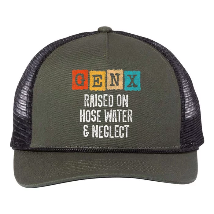 Generation X Gen X Raised On Hose Water And Neglect Retro Rope Trucker Hat Cap