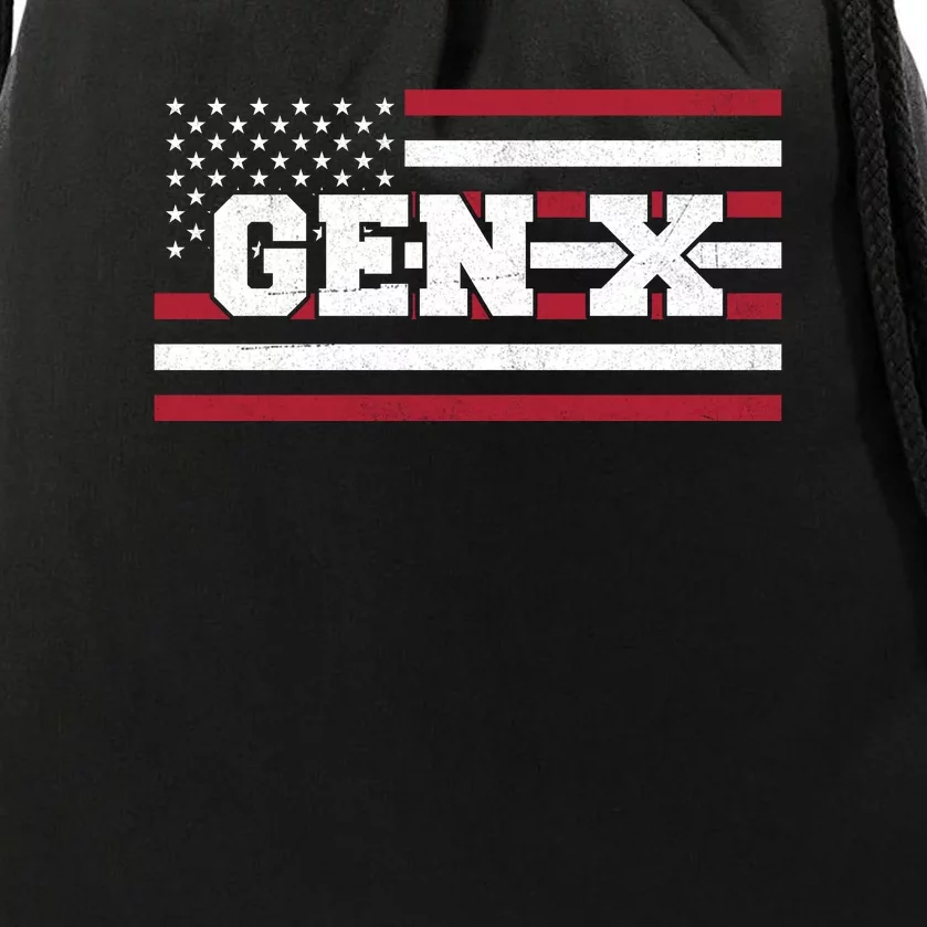 Generation X Gen Xer Gen X American Flag Gen X Drawstring Bag