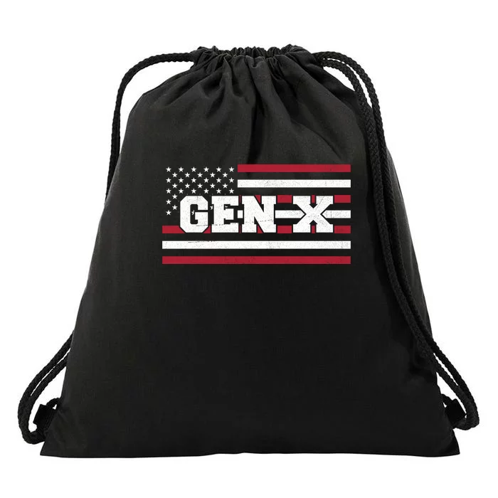 Generation X Gen Xer Gen X American Flag Gen X Drawstring Bag