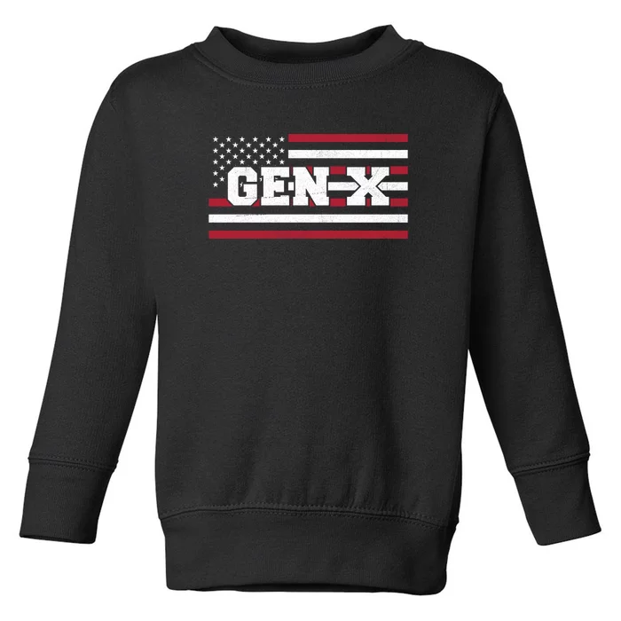 Generation X Gen Xer Gen X American Flag Gen X Toddler Sweatshirt