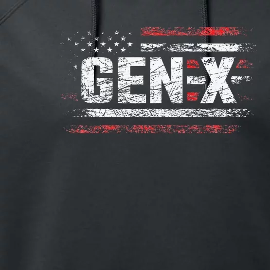 Generation X Gen Xer Gen X American Flag Gen X Performance Fleece Hoodie