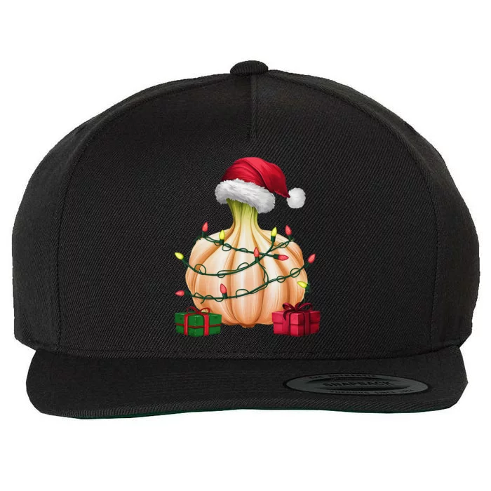 Garlic Xmas Lighting Santa Hat Garlic Christmas Wool Snapback Cap