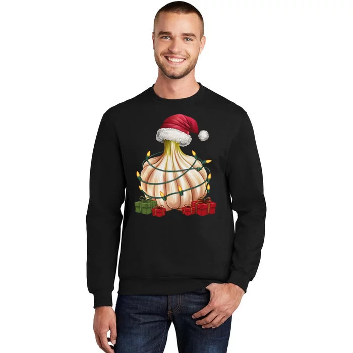 Garlic Xmas Lighting Santa Hat Garlic Christmas Sweatshirt