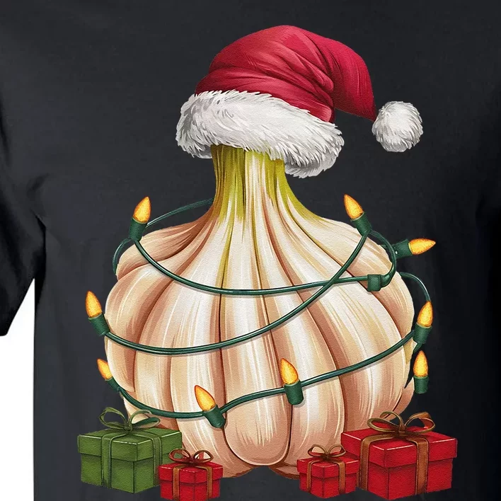 Garlic Xmas Lighting Santa Hat Garlic Christmas Tall T-Shirt