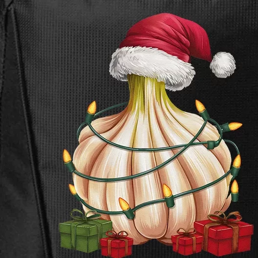 Garlic Xmas Lighting Santa Hat Garlic Christmas City Backpack