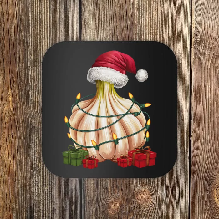 Garlic Xmas Lighting Santa Hat Garlic Christmas Coaster