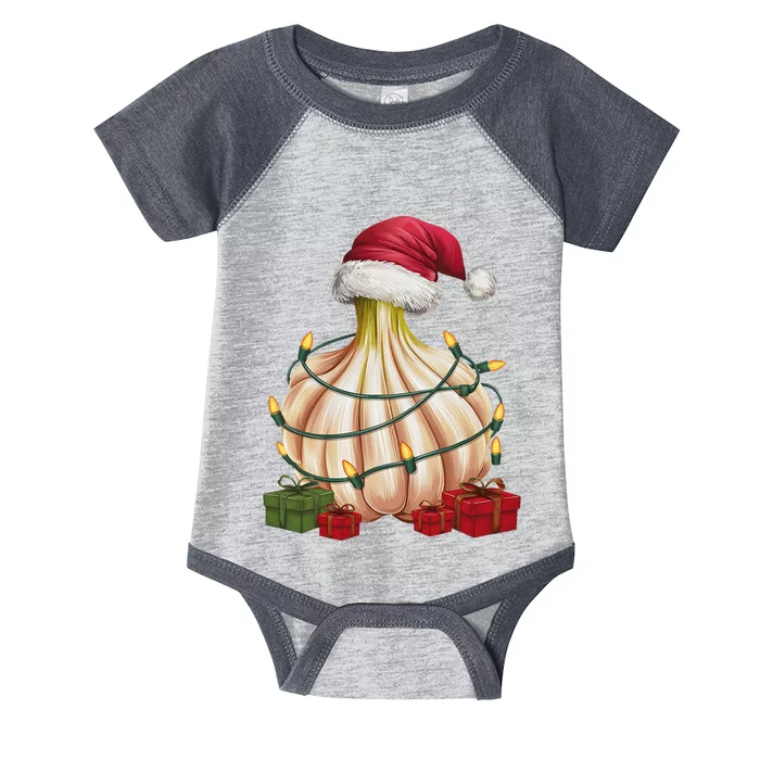 Garlic Xmas Lighting Santa Hat Garlic Christmas Infant Baby Jersey Bodysuit