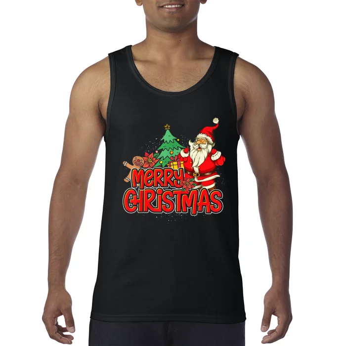 Gingerbread Xmas Pajama Christmas Kid Gifts Santa Claus Tank Top