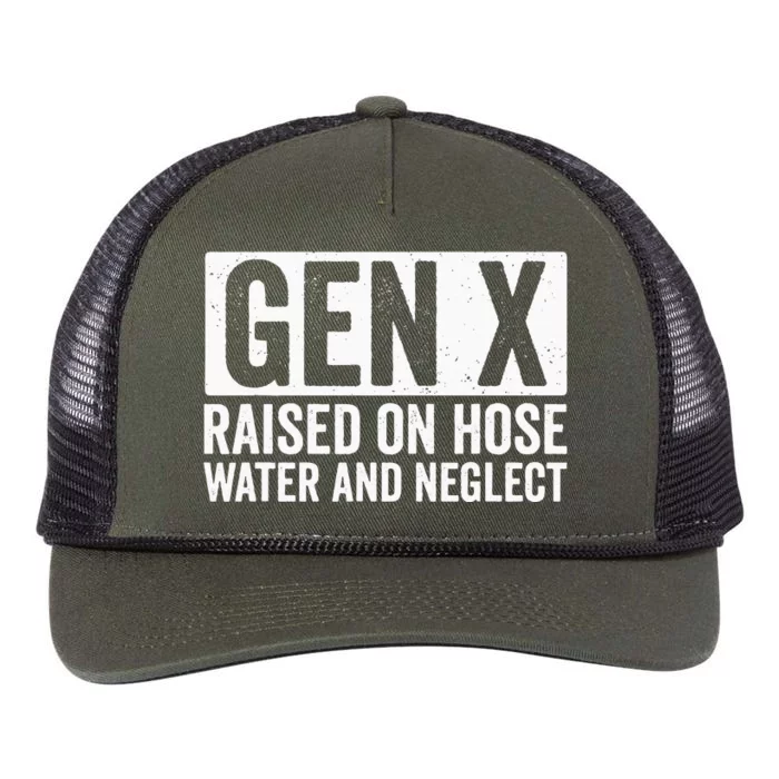 GEN X Raised On Hose Water and Neglect Retro Rope Trucker Hat Cap