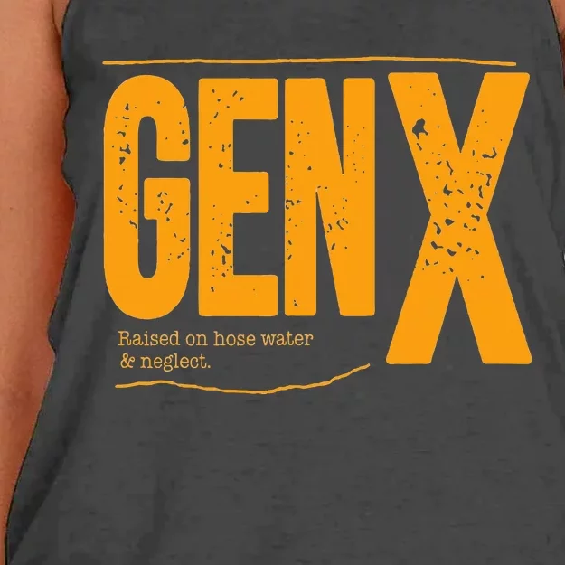 Gen X raised on hose water and neglect Women's Knotted Racerback Tank