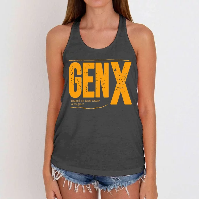 Gen X raised on hose water and neglect Women's Knotted Racerback Tank