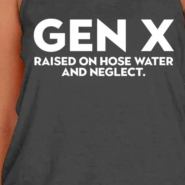 Gen X Raised On Hose Water And Neglect Trendy Design Women's Knotted Racerback Tank