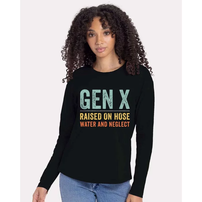 GEN X raised on hose water and neglect Retro Generation X Womens Cotton Relaxed Long Sleeve T-Shirt