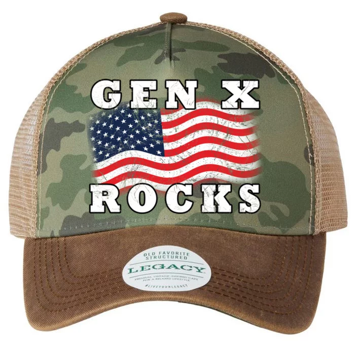 Gen X Rocks American Usa Flag July 4th Fun Retro 80s Vintage Great Gift Legacy Tie Dye Trucker Hat