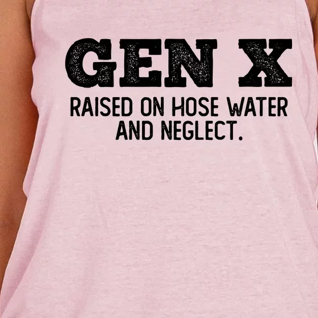 Gen X Raised On Hose Water And Neglect Women's Knotted Racerback Tank