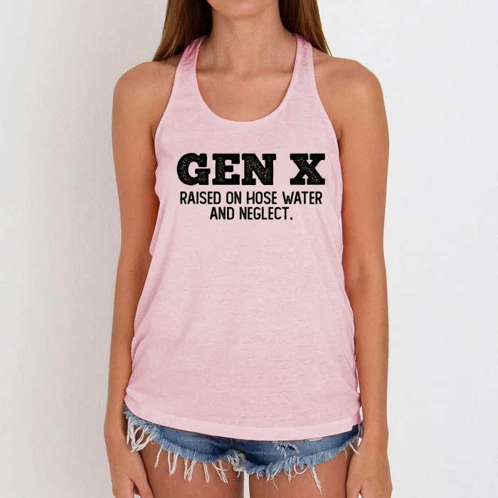 Gen X Raised On Hose Water And Neglect Women's Knotted Racerback Tank