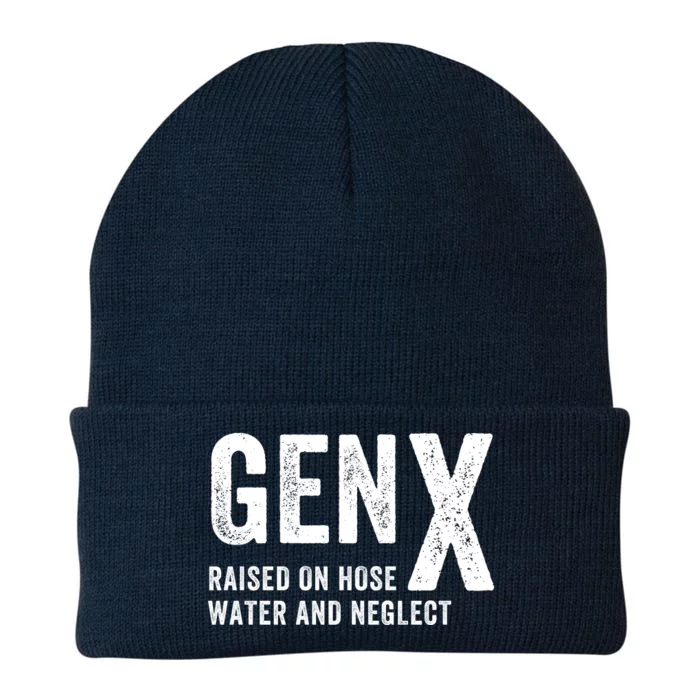 Gen X Raised On Hose Water And Neglect Funny Generation X Knit Cap Winter Beanie