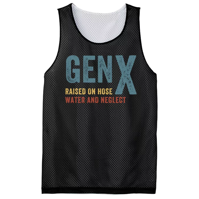 Gen X Raised On Hose Water And Neglect Funny Meme Vintage Generation X Mesh Reversible Basketball Jersey Tank