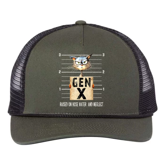 Gen X Raised On Hose Water And Neglect Funny Gen X Retro Rope Trucker Hat Cap