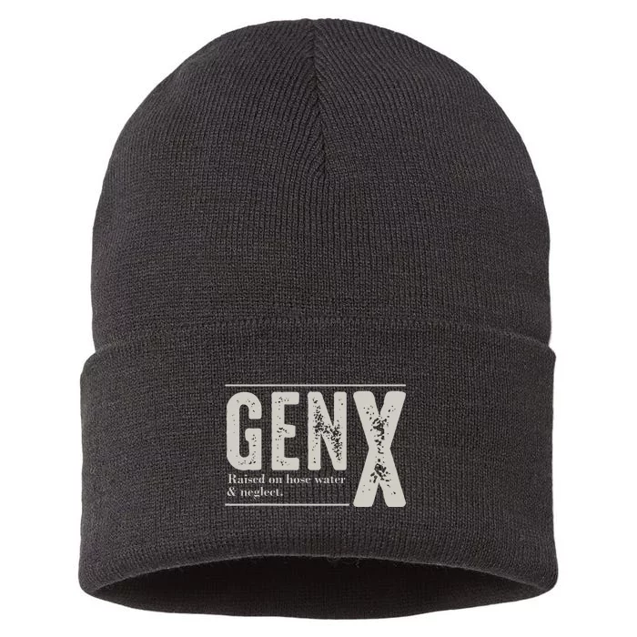 Gen X Raised On Hose Water And Neglect Humor Generation X Sustainable Knit Beanie