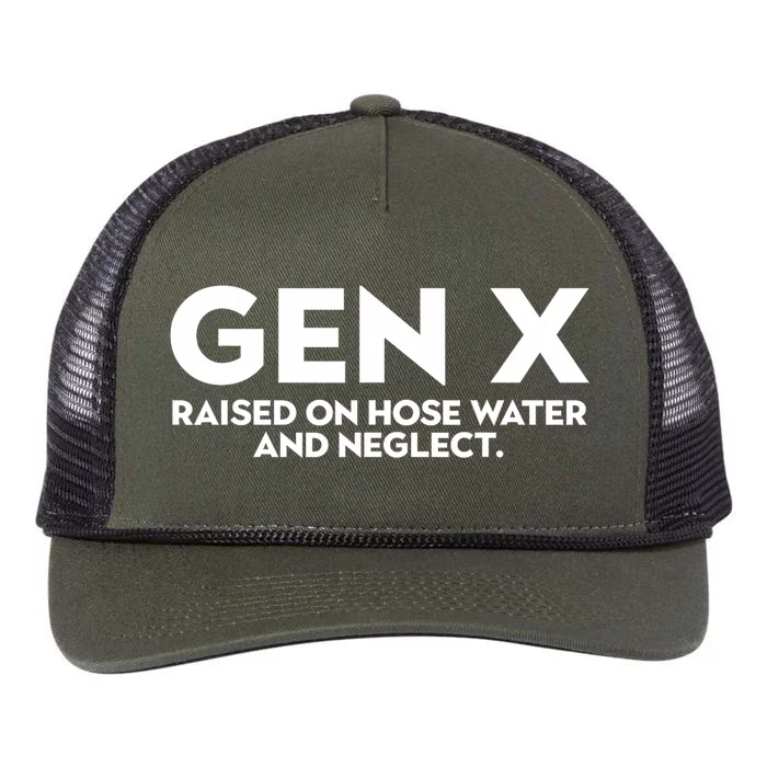 GEN X raised on hose water and neglect Humor Generation X Retro Rope Trucker Hat Cap