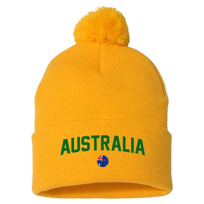 Green Yellow Australia Down Under Team Australia Flag Pom Pom 12in Knit Beanie