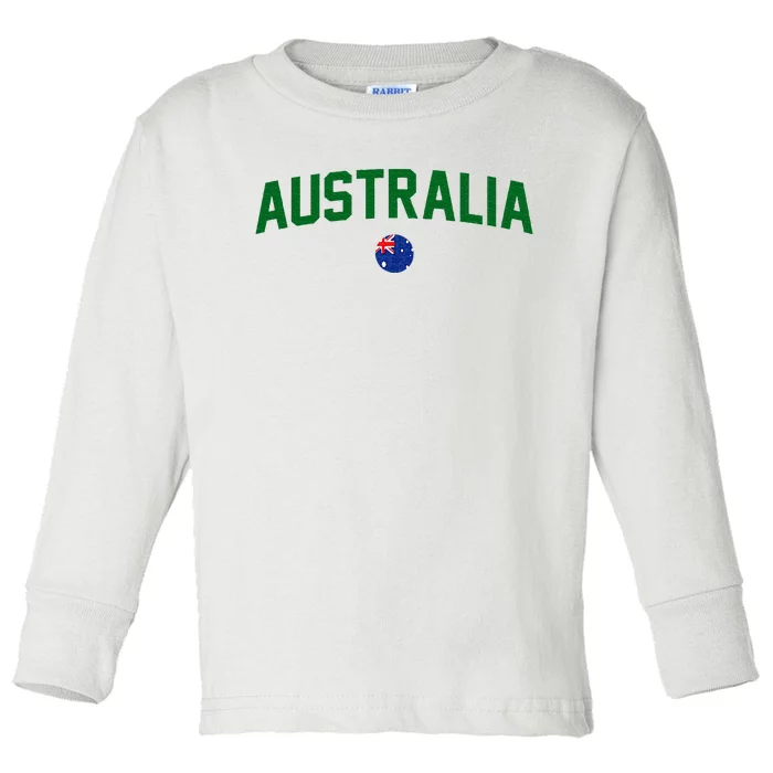 Green Yellow Australia Down Under Team Australia Flag Toddler Long Sleeve Shirt