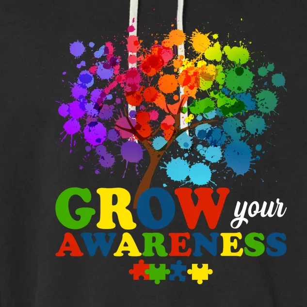 Grow Your Awareness Autism Tree Garment-Dyed Fleece Hoodie