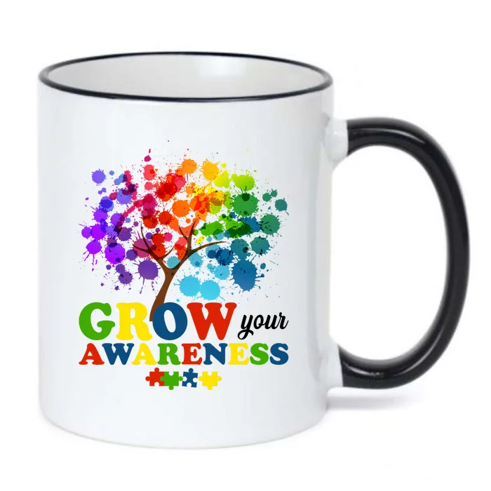 Grow Your Awareness Autism Tree Black Color Changing Mug