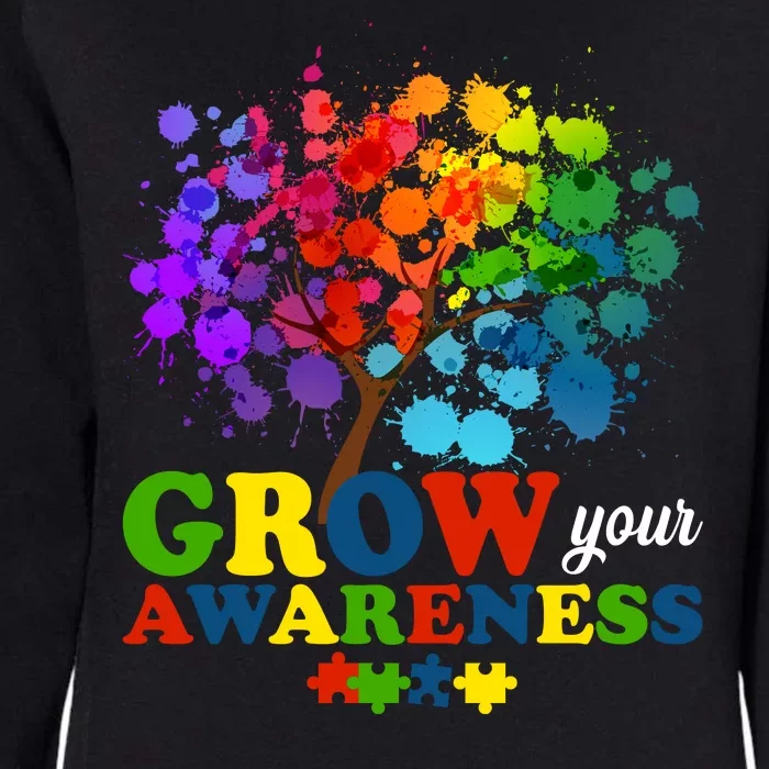 Grow Your Awareness Autism Tree Womens California Wash Sweatshirt