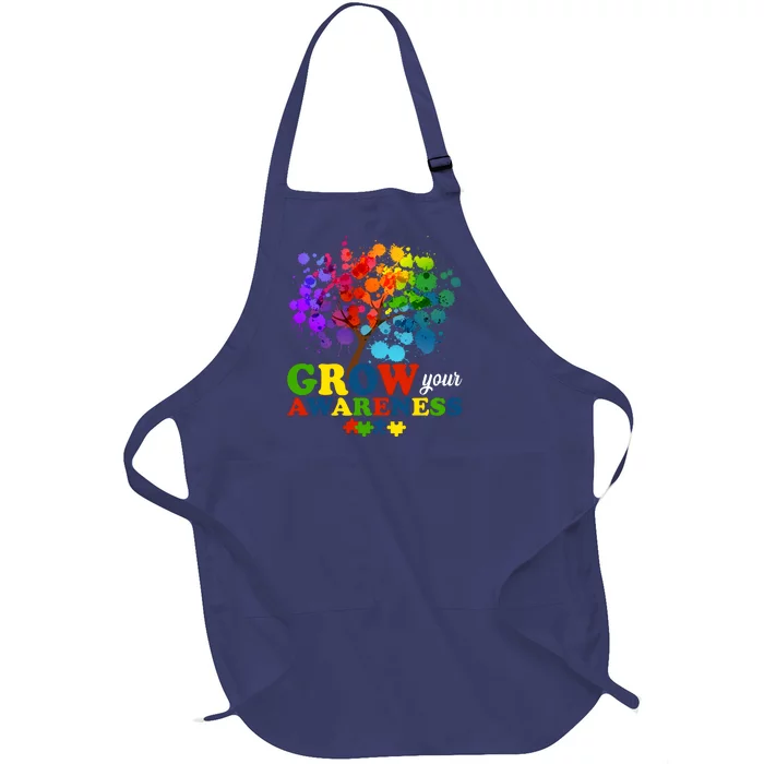 Grow Your Awareness Autism Tree Full-Length Apron With Pocket