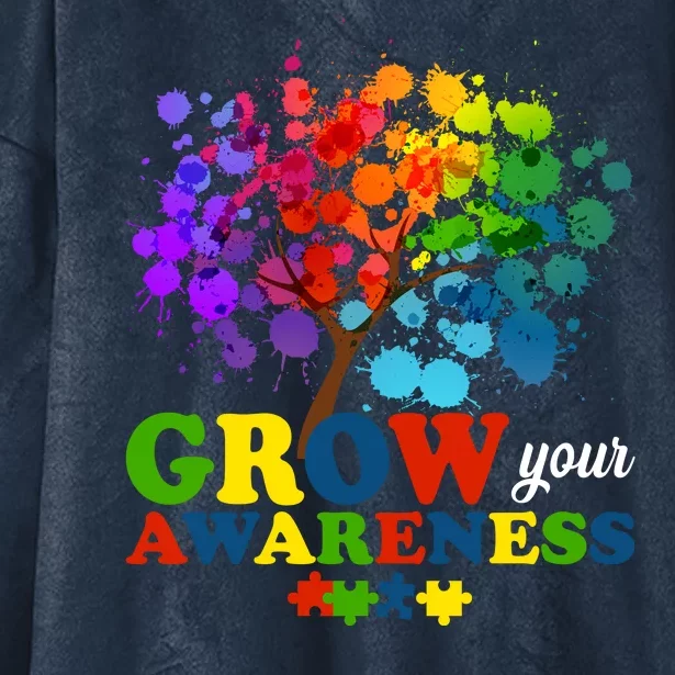 Grow Your Awareness Autism Tree Hooded Wearable Blanket