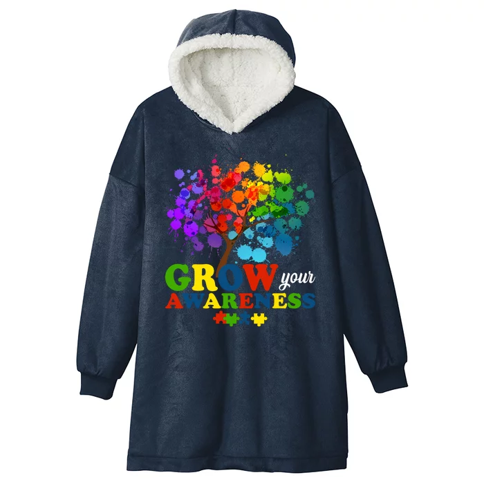 Grow Your Awareness Autism Tree Hooded Wearable Blanket