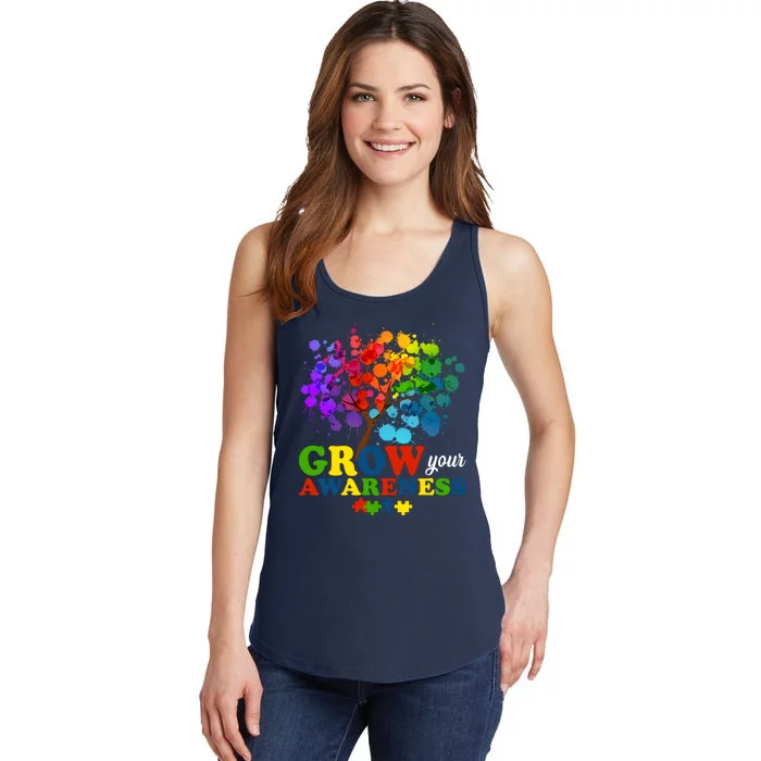 Grow Your Awareness Autism Tree Ladies Essential Tank