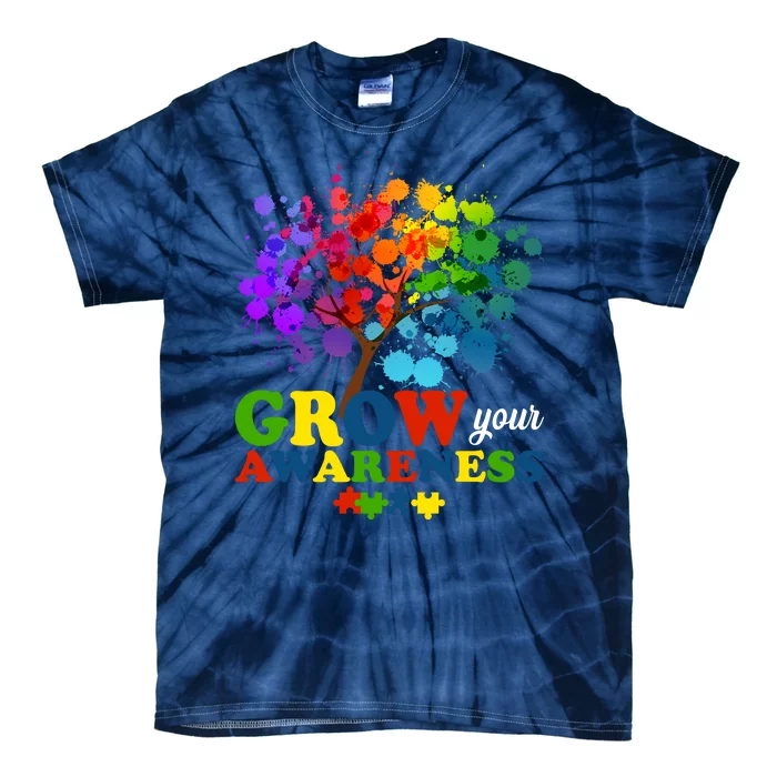 Grow Your Awareness Autism Tree Tie-Dye T-Shirt