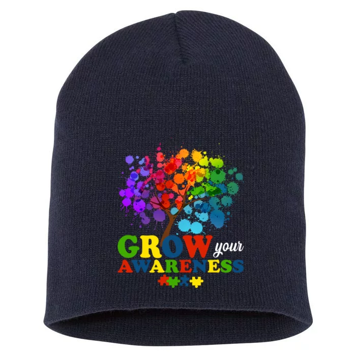 Grow Your Awareness Autism Tree Short Acrylic Beanie