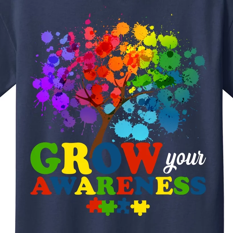 Grow Your Awareness Autism Tree Kids T-Shirt