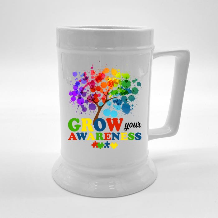 Grow Your Awareness Autism Tree Front & Back Beer Stein