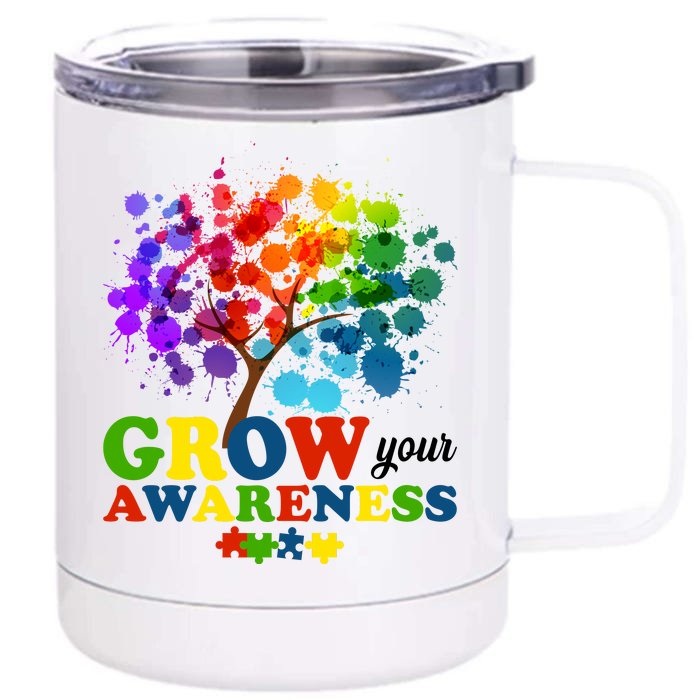 Grow Your Awareness Autism Tree Front & Back 12oz Stainless Steel Tumbler Cup